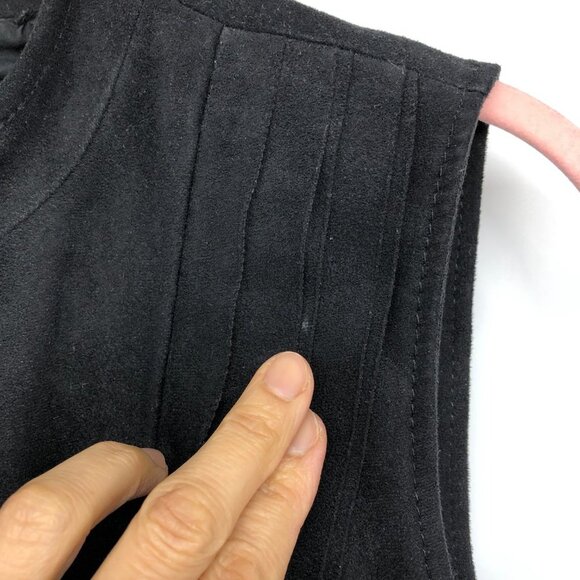 BCBGMaxAzria Black Faux Suede Pleated Damien Zip-Up Vest size XXS - Picture 11 of 13